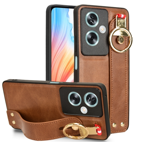 

For OPPO A79 5G Global / A2 Wristband Leather Back Phone Case(Brown)