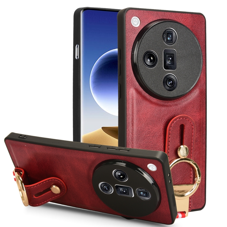 

For OPPO Find X7 Wristband Leather Back Phone Case(Red)