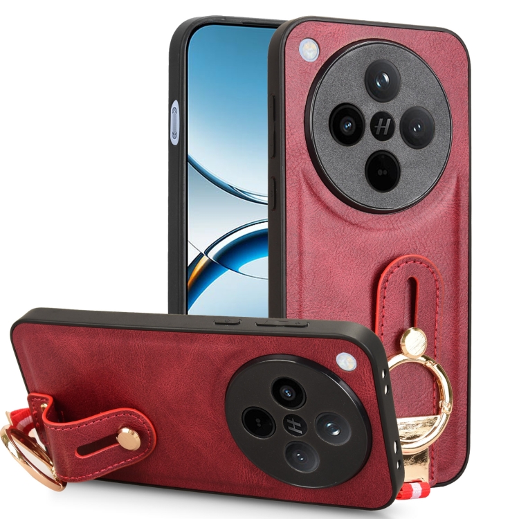 

For OPPO Find X8 Wristband Leather Back Phone Case(Red)