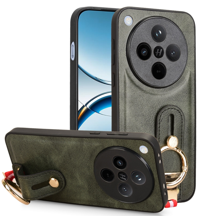 

For OPPO Find X8 Wristband Leather Back Phone Case(Green)