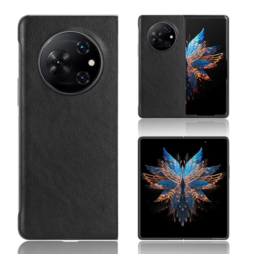 

For Tecno Phantom V Fold Litchi Texture Back Cover Phone Case(Black)