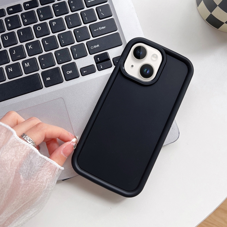 

For iPhone 14 Plus Shockproof Frame Frosted TPU Phone Case(Black)