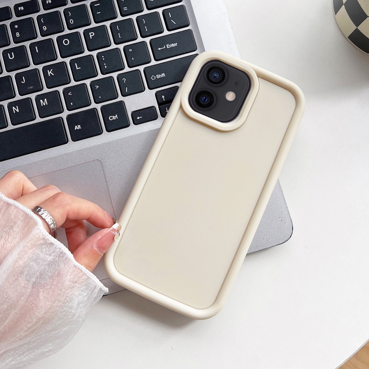 

For iPhone 12 Shockproof Frame Frosted TPU Phone Case(Beige)