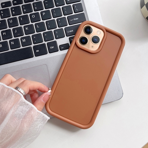 

For iPhone 11 Pro Max Shockproof Frame Frosted TPU Phone Case(Brown)