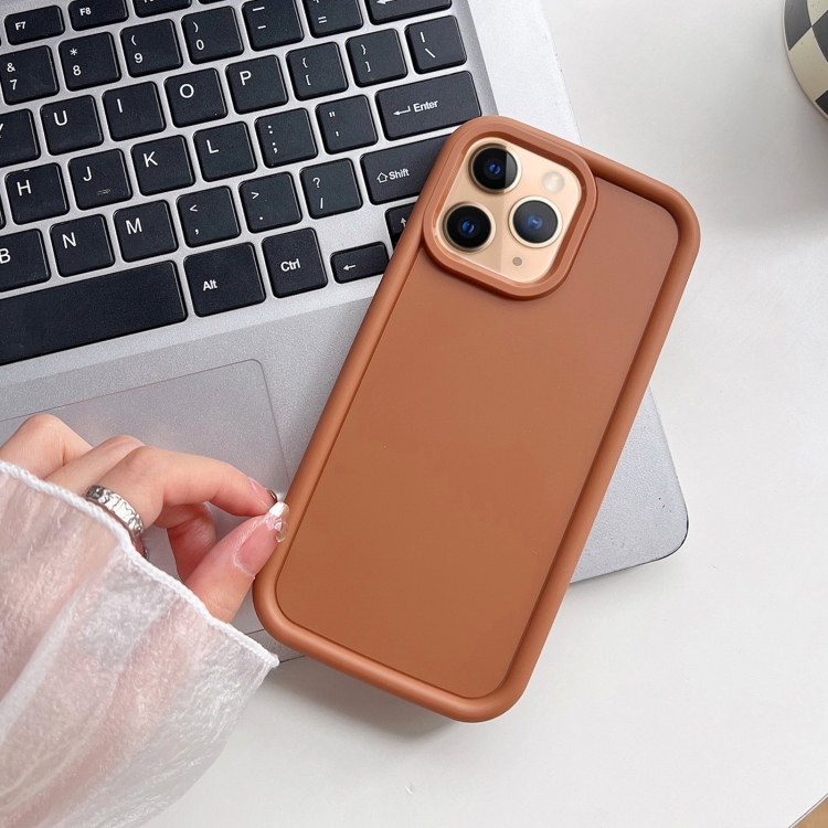 

For iPhone 11 Pro Shockproof Frame Frosted TPU Phone Case(Brown)