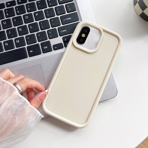 

For iPhone X / XS Shockproof Frame Frosted TPU Phone Case(Beige)