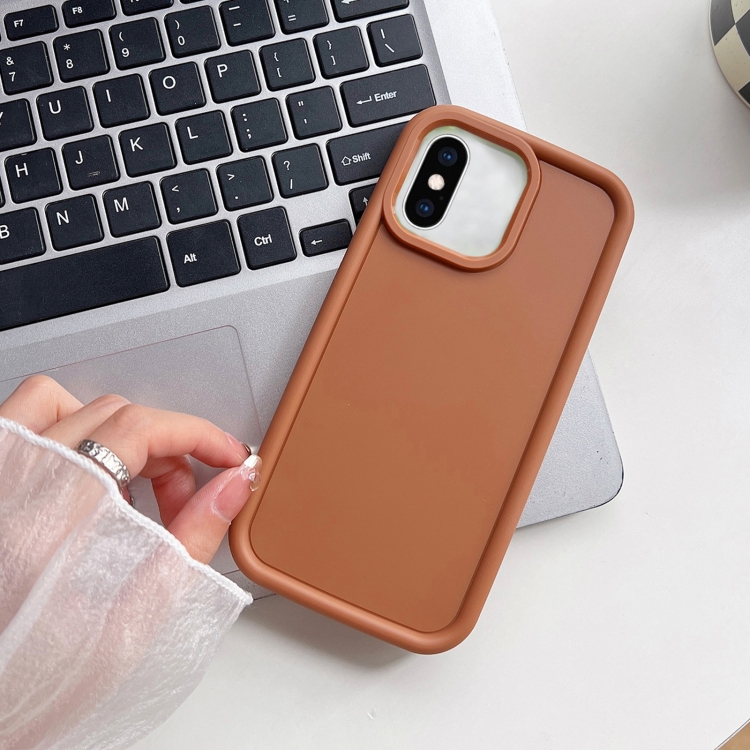 

For iPhone XS Max Shockproof Frame Frosted TPU Phone Case(Brown)