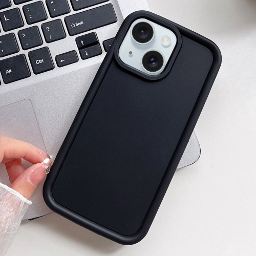 

For iPhone 15 Plus Shockproof Frame Frosted TPU Phone Case(Black)