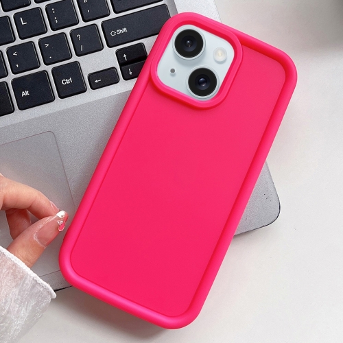 

For iPhone 15 Plus Shockproof Frame Frosted TPU Phone Case(Rose Red)