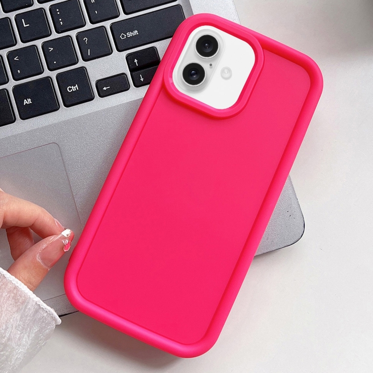 

For iPhone 16 Plus Shockproof Frame Frosted TPU Phone Case(Rose Red)