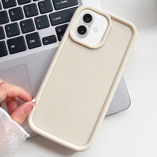 

For iPhone 16 Plus Shockproof Frame Frosted TPU Phone Case(Beige)