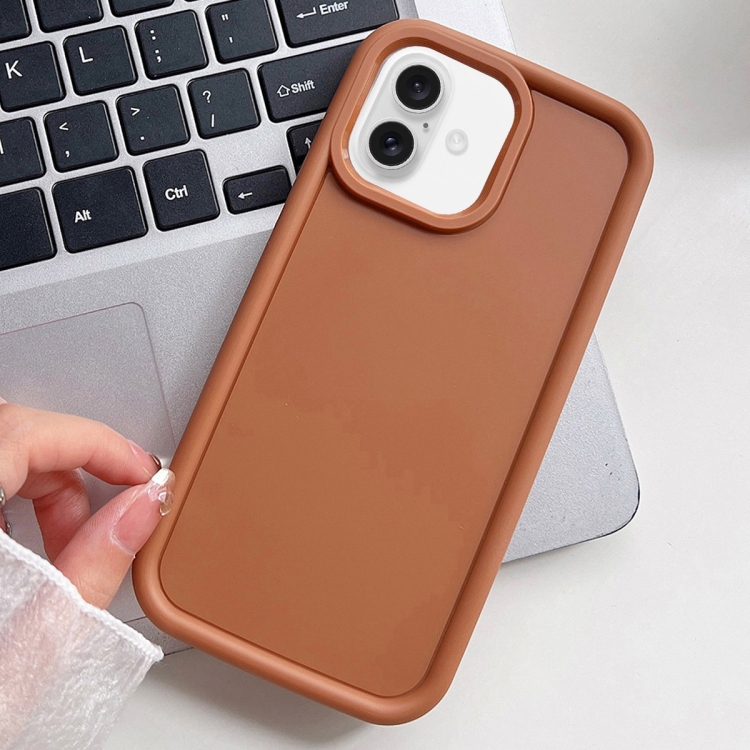 

For iPhone 16 Shockproof Frame Frosted TPU Phone Case(Brown)