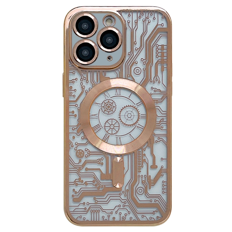 

For iPhone 11 Pro Electroplated Circuit Board Pattern MagSafe Phone Case(Gold)