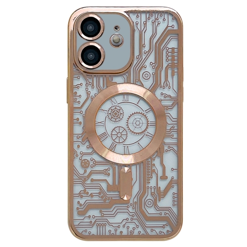

For iPhone 12 Electroplated Circuit Board Pattern MagSafe Phone Case(Gold)