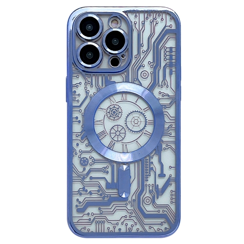 

For iPhone 12 Pro Max Electroplated Circuit Board Pattern MagSafe Phone Case(Sierra Blue)