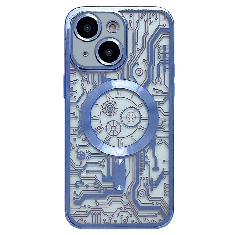 

For iPhone 13 Electroplated Circuit Board Pattern MagSafe Phone Case(Sierra Blue)