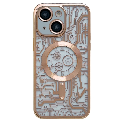 

For iPhone 13 Electroplated Circuit Board Pattern MagSafe Phone Case(Gold)