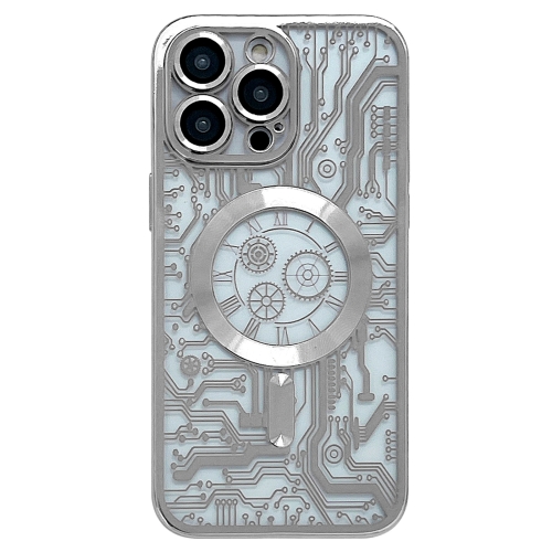 

For iPhone 13 Pro Electroplated Circuit Board Pattern MagSafe Phone Case(Silver)