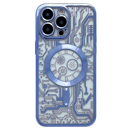 

For iPhone 13 Pro Max Electroplated Circuit Board Pattern MagSafe Phone Case(Sierra Blue)