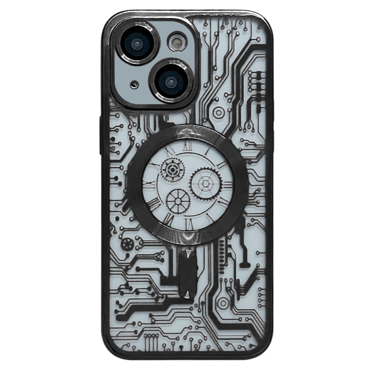 

For iPhone 14 Electroplated Circuit Board Pattern MagSafe Phone Case(Black)