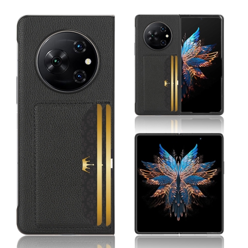 

For Tecno Phantom V Fold Litchi Texture Card Slots Back Cover Phone Case(Black)
