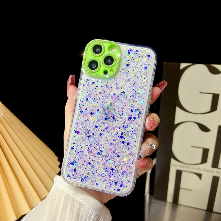 

For iPhone 12 Pro Luminous Epoxy TPU Glitter Phone Case(Purple)