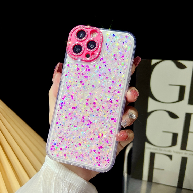 

For iPhone 12 Pro Max Luminous Epoxy TPU Glitter Phone Case(Pink)