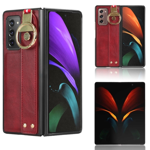 

For Samsung Galaxy Z Fold2 5G Wristband Leather Back Phone Case(Red)