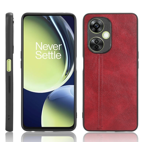 

For OPPO K11 5G / OnePlus Nord CE3 5G Cow Pattern Sewing Back Cover Phone Case(Red)