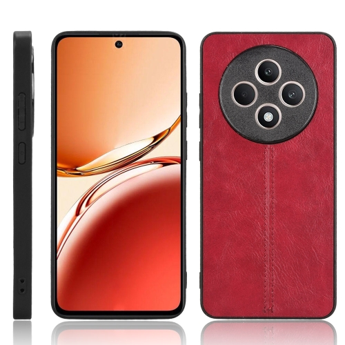 

For OPPO Reno12 F 5G Cow Pattern Sewing Back Cover Phone Case(Red)