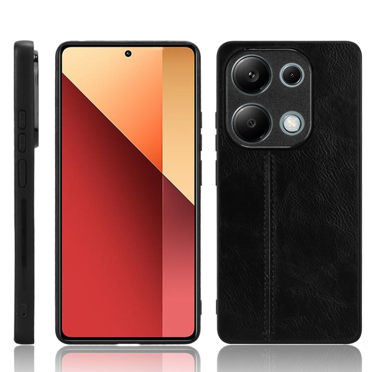 

For Xiaomi Poco M6 Pro 4G / Redmi Note 13 Pro 4G Cow Pattern Sewing Back Cover Phone Case(Black)