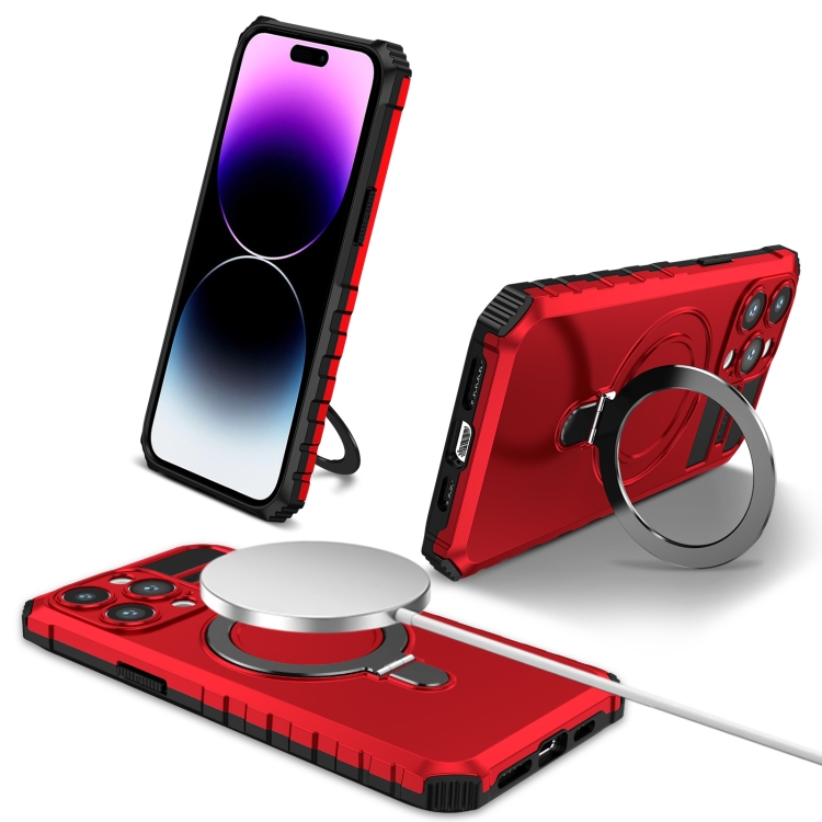 

For iPhone 15 Pro MagSafe Magnetic Holder Phone Case(Red)