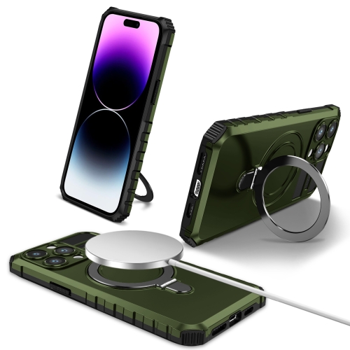 

For iPhone 15 Pro MagSafe Magnetic Holder Phone Case(Green)