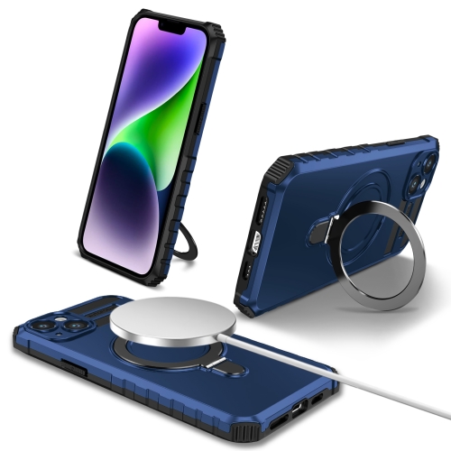 

For iPhone 14 Plus MagSafe Magnetic Holder Phone Case(Blue)