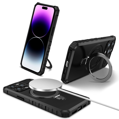 

For iPhone 14 Pro Max MagSafe Magnetic Holder Phone Case(Black)