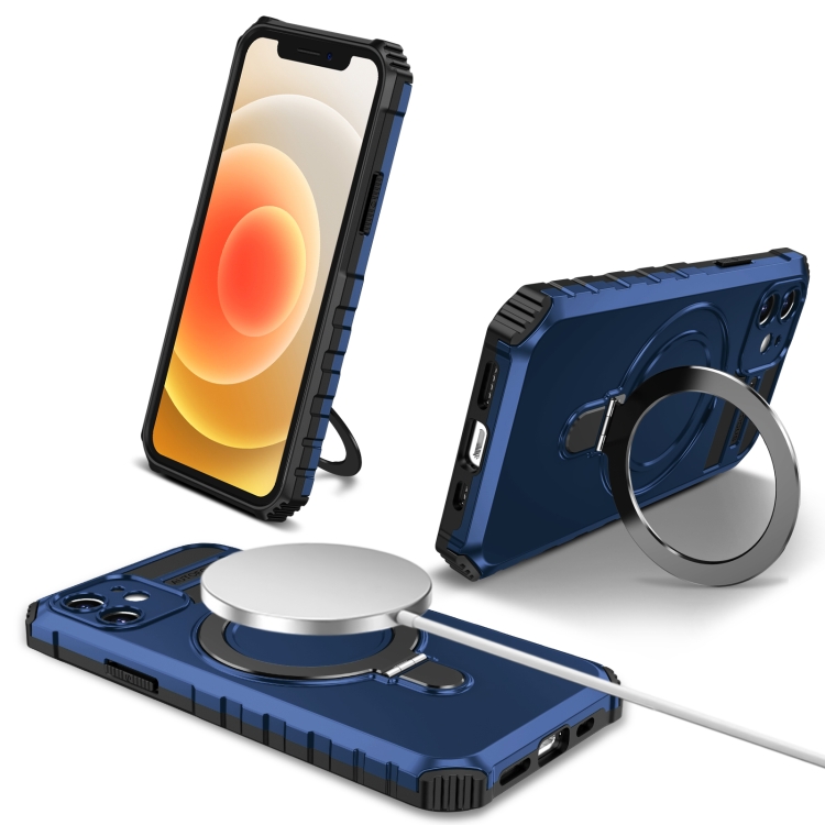 

For iPhone 12 MagSafe Magnetic Holder Phone Case(Blue)