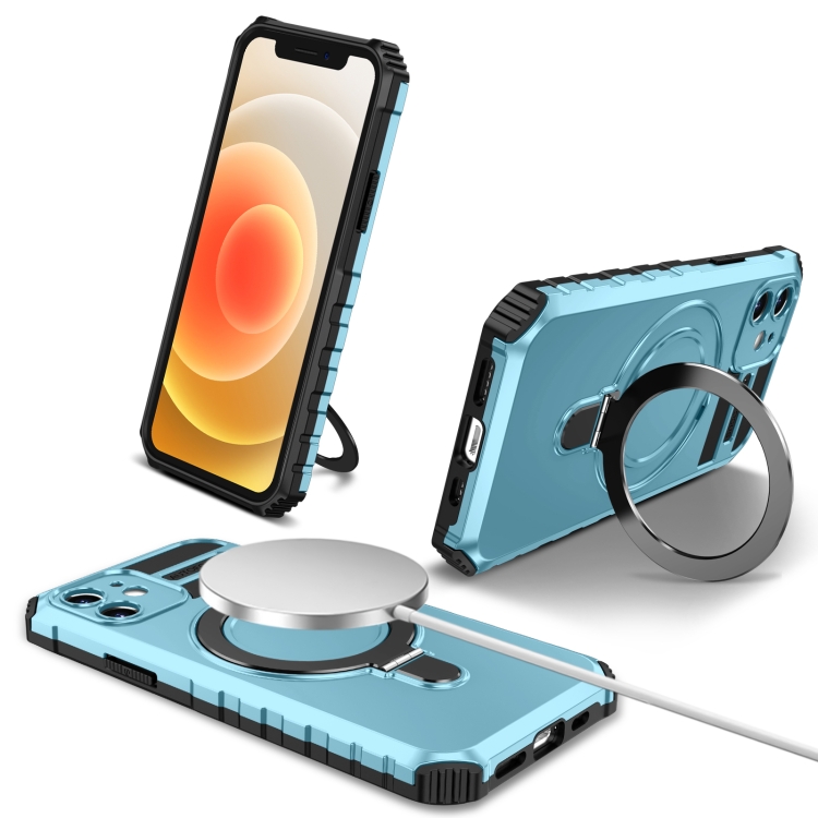 

For iPhone 12 MagSafe Magnetic Holder Phone Case(Light Blue)