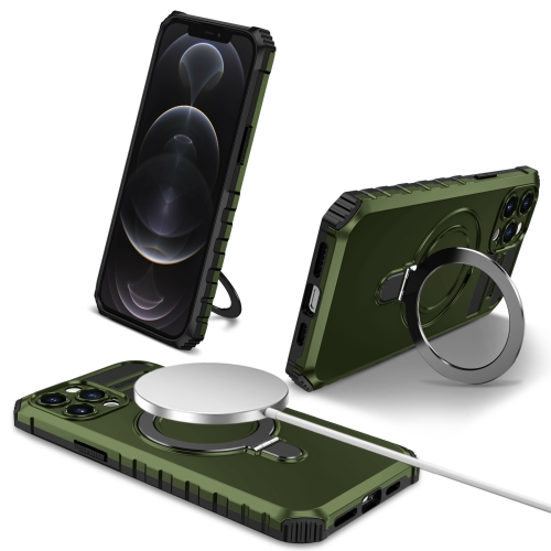 

For iPhone 12 Pro Max MagSafe Magnetic Holder Phone Case(Green)