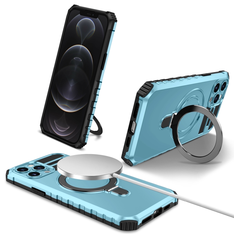 

For iPhone 12 Pro Max MagSafe Magnetic Holder Phone Case(Light Blue)