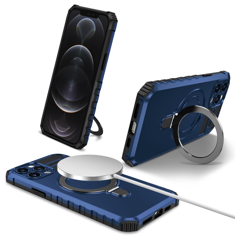 

For iPhone 12 Pro MagSafe Magnetic Holder Phone Case(Blue)