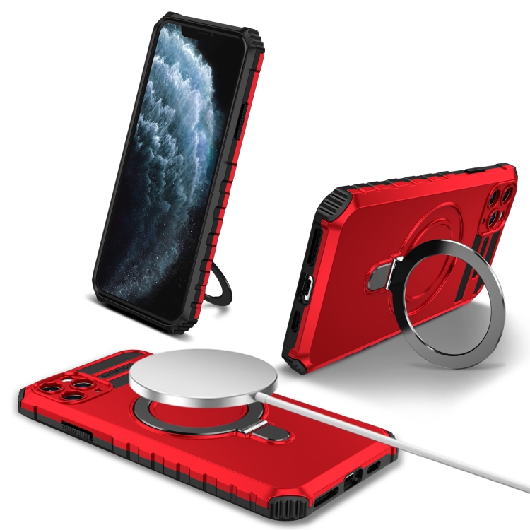 

For iPhone 11 Pro Max MagSafe Magnetic Holder Phone Case(Red)