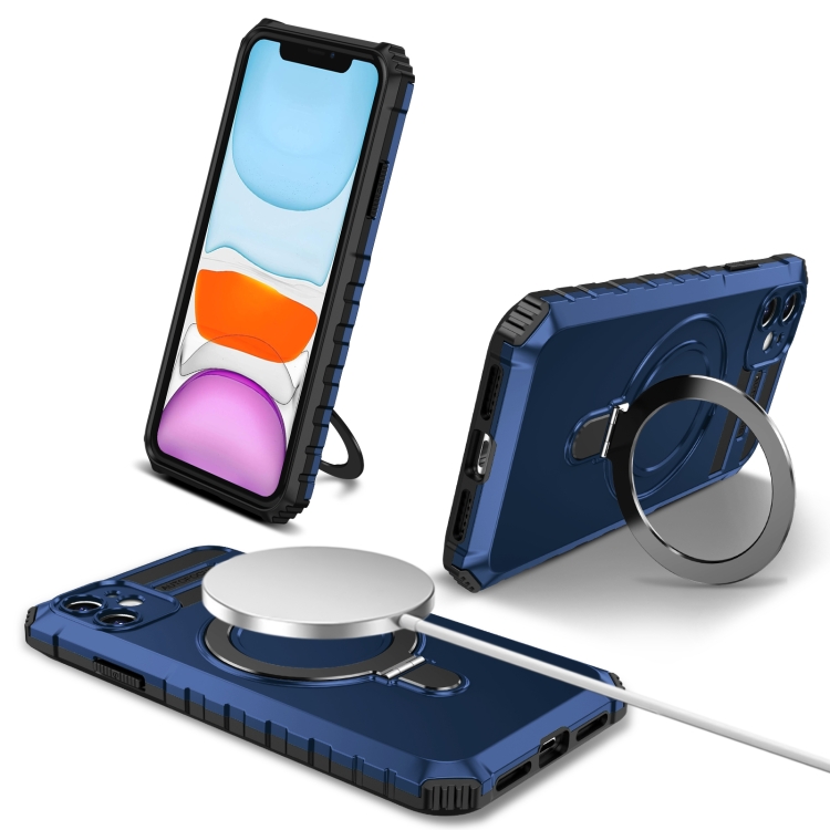 

For iPhone 11 MagSafe Magnetic Holder Phone Case(Blue)