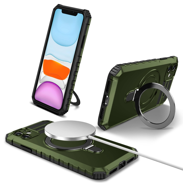 

For iPhone 11 MagSafe Magnetic Holder Phone Case(Green)