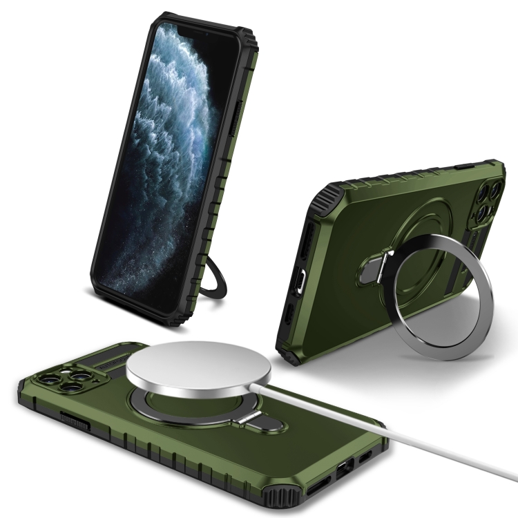 

For iPhone 11 Pro MagSafe Magnetic Holder Phone Case(Green)