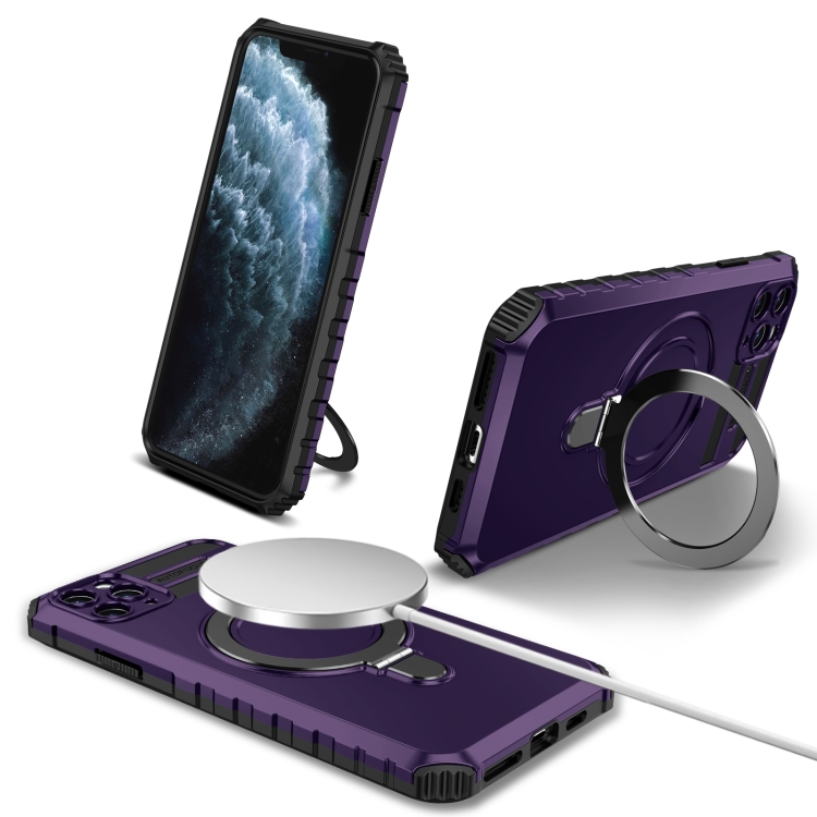 

For iPhone 11 Pro MagSafe Magnetic Holder Phone Case(Purple)