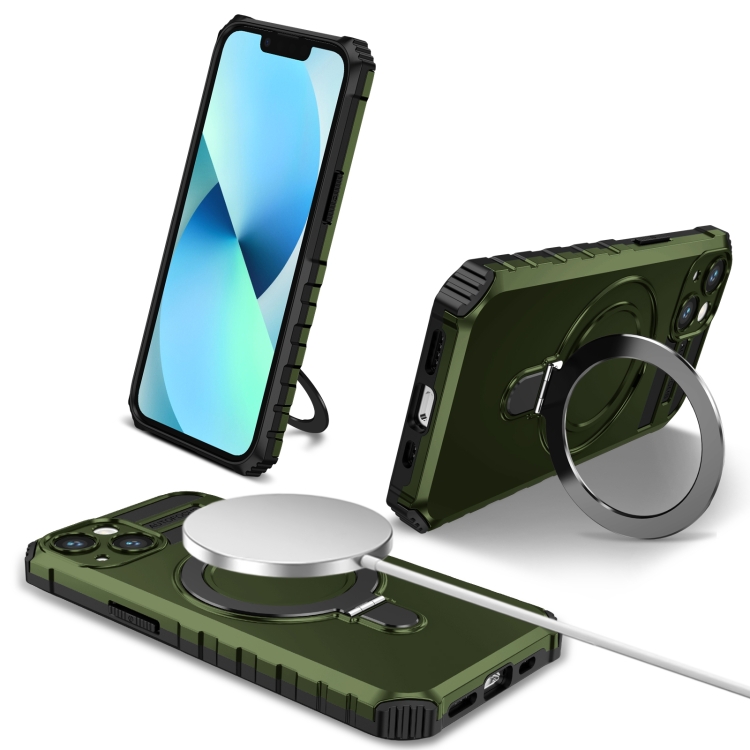 

For iPhone 13 MagSafe Magnetic Holder Phone Case(Green)