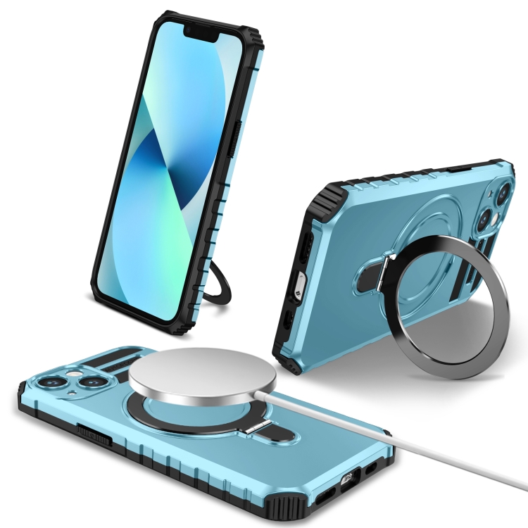 

For iPhone 13 MagSafe Magnetic Holder Phone Case(Light Blue)