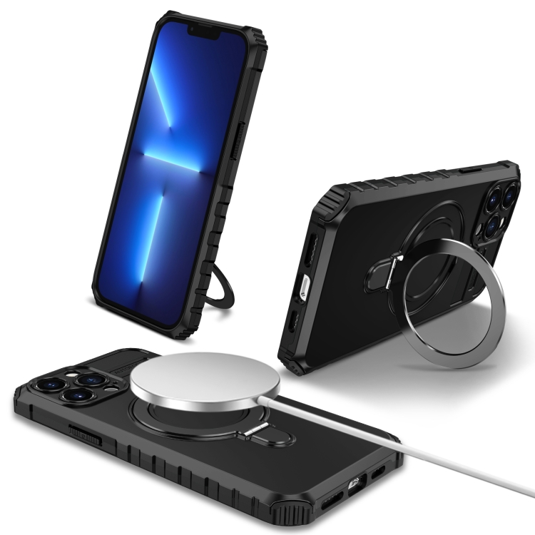 

For iPhone 13 Pro MagSafe Magnetic Holder Phone Case(Black)