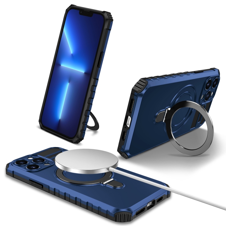 

For iPhone 13 Pro MagSafe Magnetic Holder Phone Case(Blue)