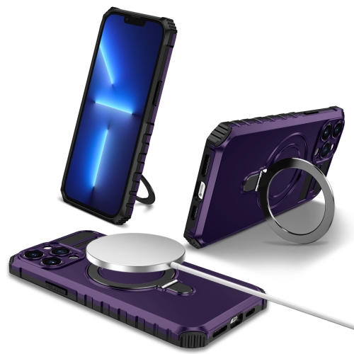 

For iPhone 13 Pro MagSafe Magnetic Holder Phone Case(Purple)